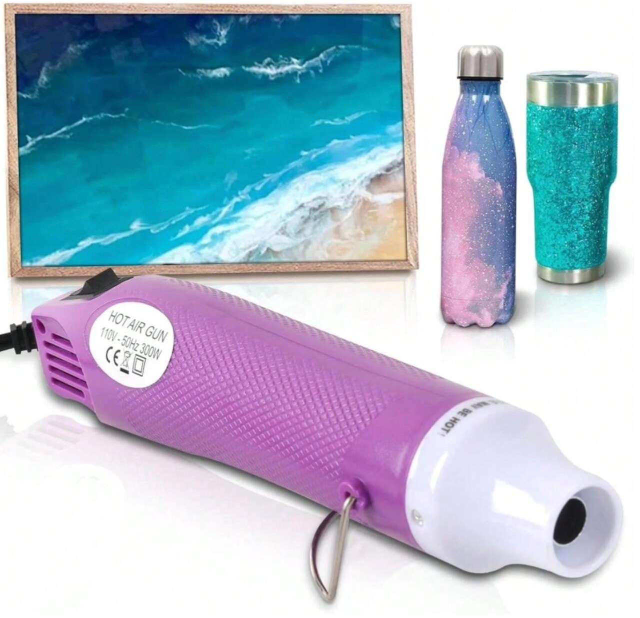 Purple Bubble Removing Heat Gun for Epoxy Resin & Acrylic Art – Specially Designed for DIY Glitter Tumblers, Travel Mugs & Crafts – Compact Tool to Remove Air Bubbles (8.8" x 1.8")